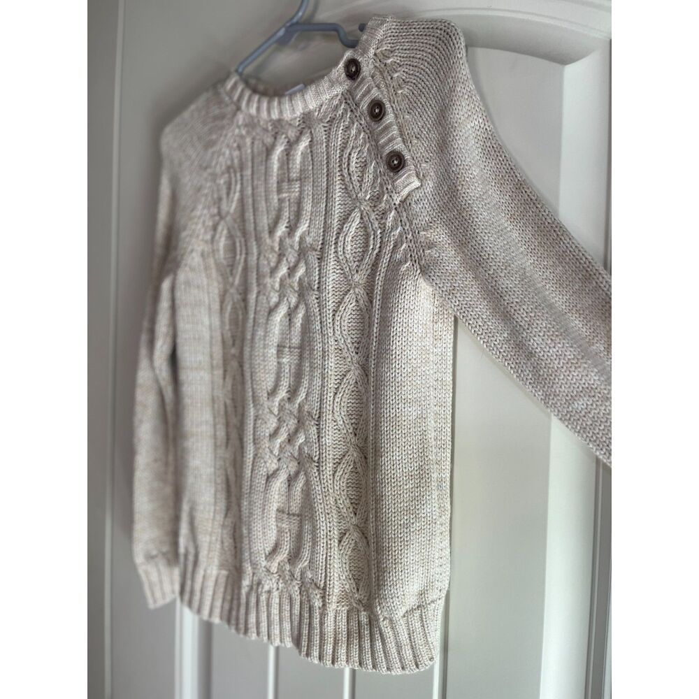 Old Navy Boys 5T Cream Cable Knit Sweater Button Shoulder - Picture 4 of 5